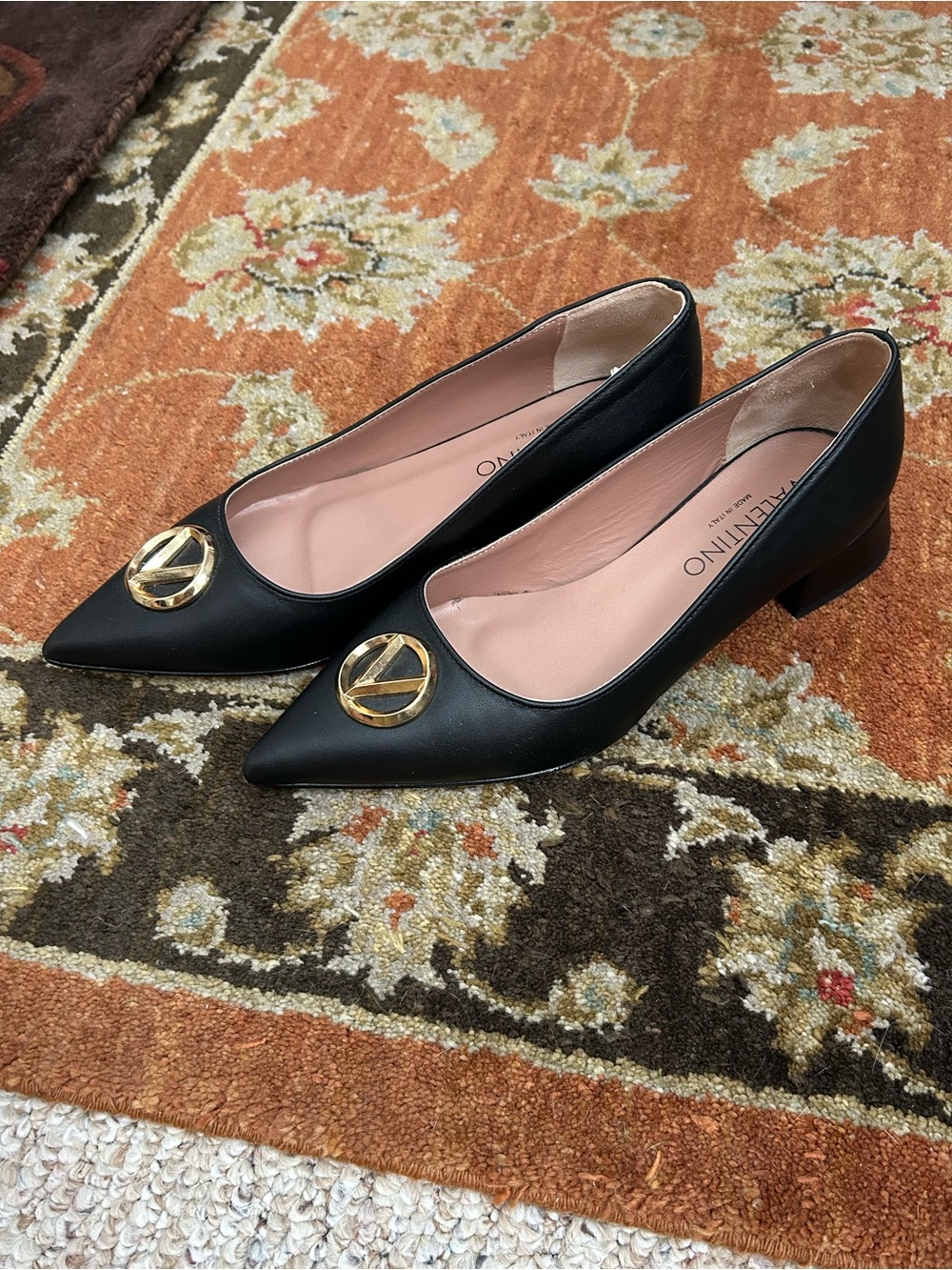 Valentino Pointed Toe Block Heel Ballet Flats - Picture 5 of 6